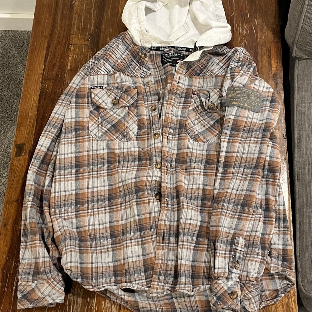 Men's Plaid Shirt Jacket with Hood